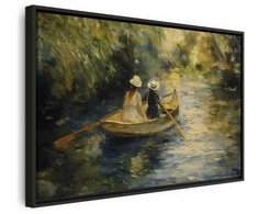 Artgeist Paveikslas - Boat crossing - painting of two women sailing a boat on a river