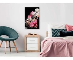 Artgeist Paveikslas - Peony Charm (1-part) - Colorful Bouquet on Juodas Background