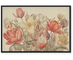 Artgeist Paveikslas - Bouquet of flowers on a cream background