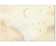 Artgeist Paveikslas - Bright Night - Moon Accompanied by Many Stars on a Light Background