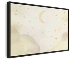 Artgeist Paveikslas - Bright Night - Moon Accompanied by Many Stars on a Light Background