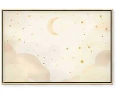 Artgeist Paveikslas - Bright Night - Moon Accompanied by Many Stars on a Light Background