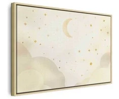 Artgeist Paveikslas - Bright Night - Moon Accompanied by Many Stars on a Light Background