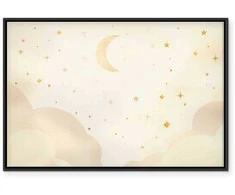 Artgeist Paveikslas - Bright Night - Moon Accompanied by Many Stars on a Light Background