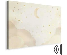 Artgeist Paveikslas - Bright Night - Moon Accompanied by Many Stars on a Light Background