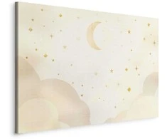 Artgeist Paveikslas - Bright Night - Moon Accompanied by Many Stars on a Light Background