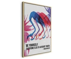 Artgeist Paveikslas - Colorful Flamingos - Inspirational Quote with Colorful Bird Silhouettes