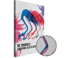 Artgeist Paveikslas - Colorful Flamingos - Inspirational Quote with Colorful Bird Silhouettes