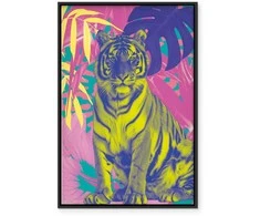 Artgeist Paveikslas - Colorful Tiger - Intense Colors of a Tiger Surrounded by Tropical Plants