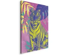 Artgeist Paveikslas - Colorful Tiger - Intense Colors of a Tiger Surrounded by Tropical Plants
