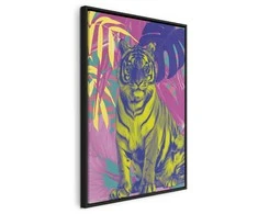 Artgeist Paveikslas - Colorful Tiger - Intense Colors of a Tiger Surrounded by Tropical Plants