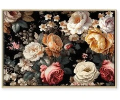 Artgeist Paveikslas - Colourful flowers on a juodas background