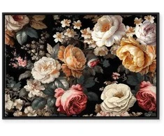 Artgeist Paveikslas - Colourful flowers on a juodas background