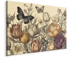 Artgeist Paveikslas - Colourful tulips on a cream background