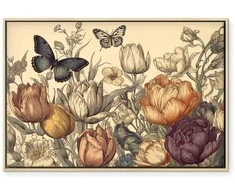 Artgeist Paveikslas - Colourful tulips on a cream background