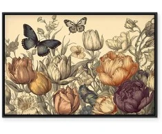 Artgeist Paveikslas - Colourful tulips on a cream background