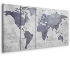 Artgeist Paveikslas - Concrete World Map (5 Parts) Narrow