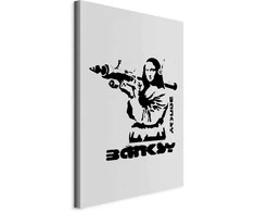Artgeist Paveikslas - Contrast Duel (1-part) - Banksy on Mural with Mona Lisa
