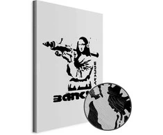 Artgeist Paveikslas - Contrast Duel (1-part) - Banksy on Mural with Mona Lisa