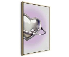 Artgeist Paveikslas - Cosmic Heart - Sidabrinis Heart with a Ring on a Violetinė Background