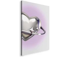 Artgeist Paveikslas - Cosmic Heart - Sidabrinis Heart with a Ring on a Violetinė Background