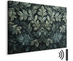 Artgeist Paveikslas - Dark Žalias Victorian Leaves: Botanical Carved Composition