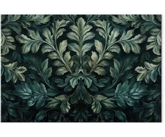 Artgeist Paveikslas - Dark Žalias Victorian Leaves: Botanical Carved Composition