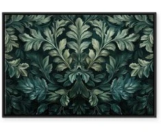 Artgeist Paveikslas - Dark Žalias Victorian Leaves: Botanical Carved Composition