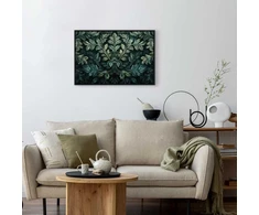 Artgeist Paveikslas - Dark Žalias Victorian Leaves: Botanical Carved Composition