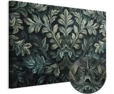 Artgeist Paveikslas - Dark Žalias Victorian Leaves: Botanical Carved Composition