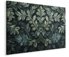 Artgeist Paveikslas - Dark Žalias Victorian Leaves: Botanical Carved Composition