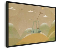 Artgeist Paveikslas - Dreamy Traveler - A Cheerful Giraffe Driving a Car on a Sunny Day