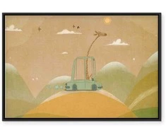 Artgeist Paveikslas - Dreamy Traveler - A Cheerful Giraffe Driving a Car on a Sunny Day