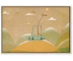 Artgeist Paveikslas - Dreamy Traveler - A Cheerful Giraffe Driving a Car on a Sunny Day