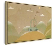 Artgeist Paveikslas - Dreamy Traveler - A Cheerful Giraffe Driving a Car on a Sunny Day