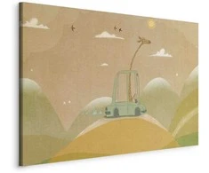 Artgeist Paveikslas - Dreamy Traveler - A Cheerful Giraffe Driving a Car on a Sunny Day