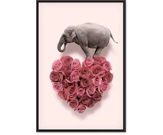 Artgeist Paveikslas - Elephant Lover (1-part) - Elephant Amid Rožinė Flowers