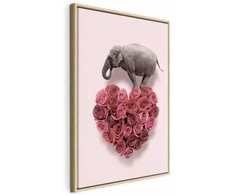 Artgeist Paveikslas - Elephant Lover (1-part) - Elephant Amid Rožinė Flowers