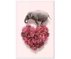Artgeist Paveikslas - Elephant Lover (1-part) - Elephant Amid Rožinė Flowers