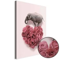 Artgeist Paveikslas - Elephant Lover (1-part) - Elephant Amid Rožinė Flowers