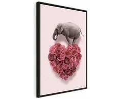 Artgeist Paveikslas - Elephant Lover (1-part) - Elephant Amid Rožinė Flowers