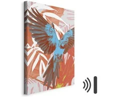 Artgeist Paveikslas - Exotic Wings - Parrot Among Abstract Leaf Patterns