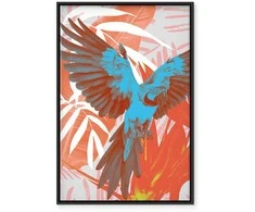 Artgeist Paveikslas - Exotic Wings - Parrot Among Abstract Leaf Patterns
