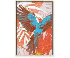 Artgeist Paveikslas - Exotic Wings - Parrot Among Abstract Leaf Patterns