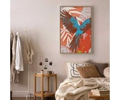Artgeist Paveikslas - Exotic Wings - Parrot Among Abstract Leaf Patterns