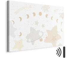 Artgeist Paveikslas - Fairy-Tale Galaxy - Phases of the Moon in Geltona Tones Among Stars in rusvai gelsvas and Ash Colors with Stardust
