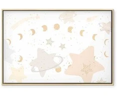 Artgeist Paveikslas - Fairy-Tale Galaxy - Phases of the Moon in Geltona Tones Among Stars in rusvai gelsvas and Ash Colors with Stardust