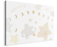 Artgeist Paveikslas - Fairy-Tale Galaxy - Phases of the Moon in Geltona Tones Among Stars in rusvai gelsvas and Ash Colors with Stardust