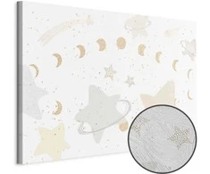 Artgeist Paveikslas - Fairy-Tale Galaxy - Phases of the Moon in Geltona Tones Among Stars in rusvai gelsvas and Ash Colors with Stardust