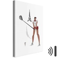 Artgeist Paveikslas - Female Golfer With the Eiffel Tower in the Background - Illustration